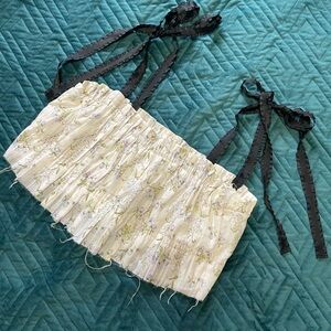 H&M Floral Crop Top with Black Ribbon Straps